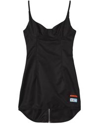 Heron Preston - Kleedjes ,Zwart ,Polyester Zwarte Mini Jurk Hart Halslijn - Lyst