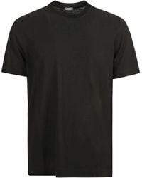 Zanone - Schwarzes baumwoll-t-shirt rundhals - Lyst