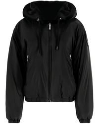 Moose Knuckles - Jassen ,Zwart ,Polyester Zwarte Hoodie Met Rits Elastisch Logo - Lyst