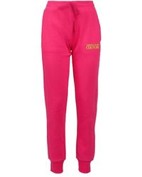 Versace Jeans Couture - Broeken ,Roze ,Katoen Joggers Met Logo Print - Lyst