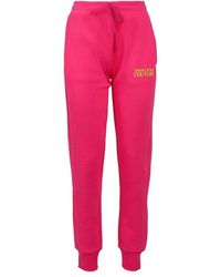 Versace Jeans Couture - Broeken ,Roze ,Katoen Joggers Met Logo Print - Lyst