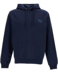 A.P.C. - Hoodies & Sweatvesten ,Blauw ,Katoen Standard Rue Madame Hoodie - Lyst