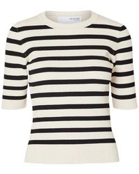 SELECTED - Truien & Vesten ,Veelkleurig ,Nylon Gebreide Trui Met Korte Mouwen - Lyst