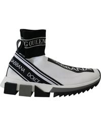 Dolce & Gabbana - Weiße schwarze sorrento socken sneakers schuhe - Lyst