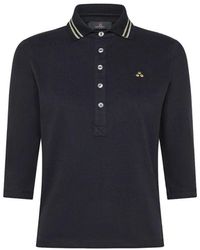 Peuterey - Blaues Poloshirt Mit Lurex-Details - Lyst