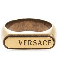 Versace - Signet Ring Met Gegraveerd Logo - Lyst