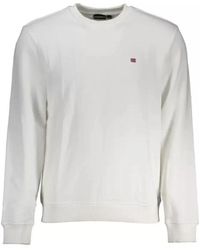 Napapijri - Hoodies & Sweatvesten ,Wit ,Katoen Wit Sweatshirt Met Borduursel - Lyst
