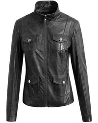Btfcph - Jassen ,Zwart ,Leer Biker Leren Jas Met Hoge Kraag - Lyst