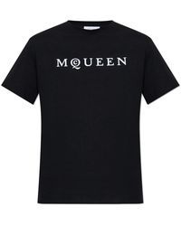 McQueen - Tops ,Zwart ,Katoen T-Shirt Met Logo - Lyst