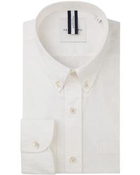Profuomo - Weißes Langarmhemd - Lyst