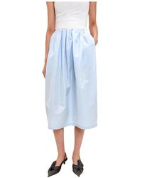 ODEEH - Rokken ,Blauw ,Katoen Midi Rok - Lyst