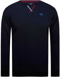 La Martina - Tops ,Blauw ,Katoen Blauwe Katoenen Trui Lange Mouwen - Lyst
