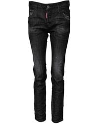 DSquared² - Zwarte Skinny Jeans Met Logodetails - Lyst
