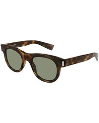 Saint Laurent - Sl571 Round-frame Tortoiseshell Acetate Sunglasses - Lyst