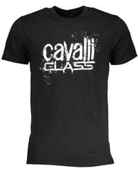 Roberto Cavalli - Paint Splatter Logo Schwarzes T-Shirt - Lyst