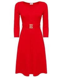 Blugirl Blumarine - Elegantes kleid mit logo-gürtel - Lyst