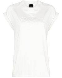 Pinko - Camiseta de algodón blanca con logo bordado - Lyst