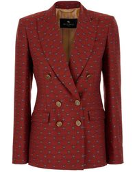 Etro - Jassen ,Rood ,Katoen Blazer - Lyst