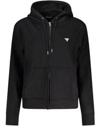 Guess - Schwarzer zip-hoodie mit logo-applikation - Lyst