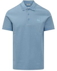 Burberry - Tops ,Blauw ,Katoen Polo Shirt Van Katoenpiqué - Lyst