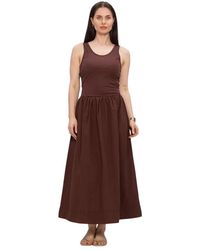 Minus - Kleedjes ,Bruin ,Katoen Msmarie Midi Jurk - Lyst