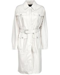 Pinko - Trench in similpelle bianco con cintura - Lyst