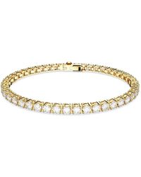 Swarovski - Pulsera tennis matrix, talla redonda, blanca, baño tono oro rosa - Lyst