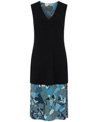 Trussardi - Kleedjes ,Blauw ,Mouwloze Gelaagde Jurk - Lyst