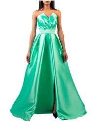 Doris S - Kleedjes ,Groen ,Leer Elegante Groene Lange Jurk - Lyst