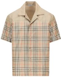 Burberry - Overhemden ,Polyester Front Button Short Sleeve Shirt - Lyst