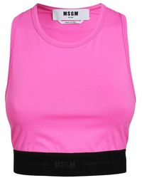 MSGM - Tops ,Roze ,Sportieve Tanktop Met Elastische Tailleband - Lyst