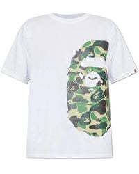A Bathing Ape - Tops ,Wit ,Katoen Logo T-Shirt - Lyst