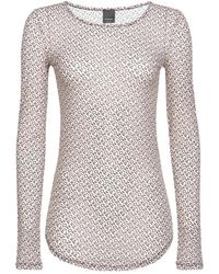 Pinko - Overhemden ,Leer Lange Mouw Charmeuse Blouse Met Logo Print - Lyst