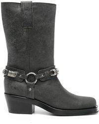 IRO - Zwarte Leren Mid-Calf Blokhak Schoenen - Lyst