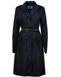 Prada - Jassen ,Blauw ,Nylon Re-Nylon Trench Met Riem - Lyst