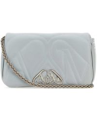 McQueen - Pulverblaue kleine seal schultertasche aus leder - Lyst
