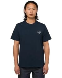 A.P.C. - Tops ,Blauw ,Katoen Standard Rue Madame T-Shirt - Lyst