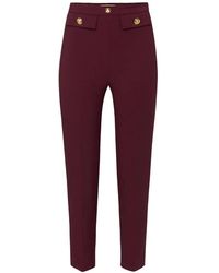 Elisabetta Franchi - Pantalones Tobilleros Con Botones Dorados, Mujer, Talla - Lyst