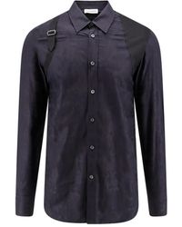 Alexander McQueen - Baumwollhemd mit schwarzen knöpfen - Lyst