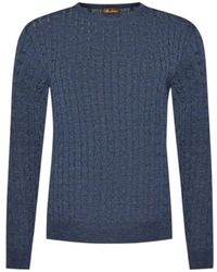 Stenströms - Blaue zopfmuster merinowollpullover - Lyst