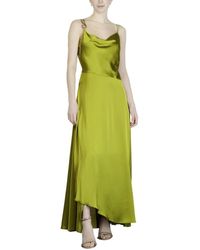 SIMONA CORSELLINI - Grünes satin-kleid mit seitenschlitz - Lyst