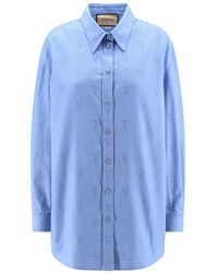 Gucci - Camisa azul con botones - Lyst