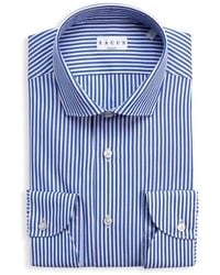 Xacus - Overhemden ,Blauw ,Katoen Gestreept Popeline Tailor Fit Overhemd - Lyst