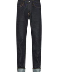 Evisu - Raw denim jeans mit bestickten gesäßtaschen - Lyst