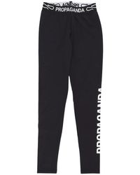 Propaganda - Broeken ,Zwart ,Polyester Logo Print Zwarte Leggings Vrouwen - Lyst
