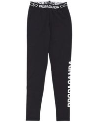 Propaganda - Broeken ,Zwart ,Polyester Logo Print Zwarte Leggings Vrouwen - Lyst