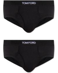 Tom Ford - Ondergoed ,Zwart ,Katoen Branded Briefs Two-Pack - Lyst