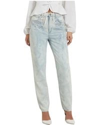 Guess - Jeans ,Blauw ,Katoen Mom Jeans Lichtblauw - Lyst