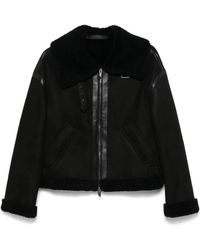 Salvatore Santoro - Shearling Gesp-Kraag Leren Jas - Lyst