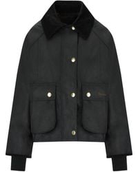 Barbour - Chaqueta Corta Encerada Negra, Mujer, Talla - Lyst